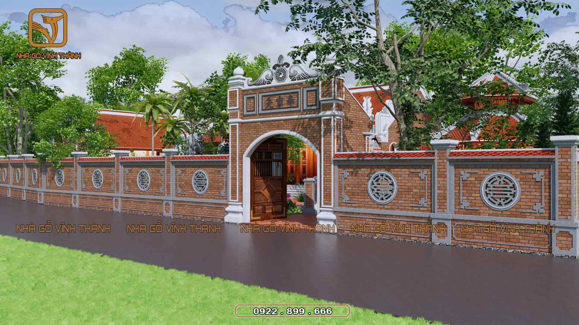 Mẫu cổng gỗ 1 mái