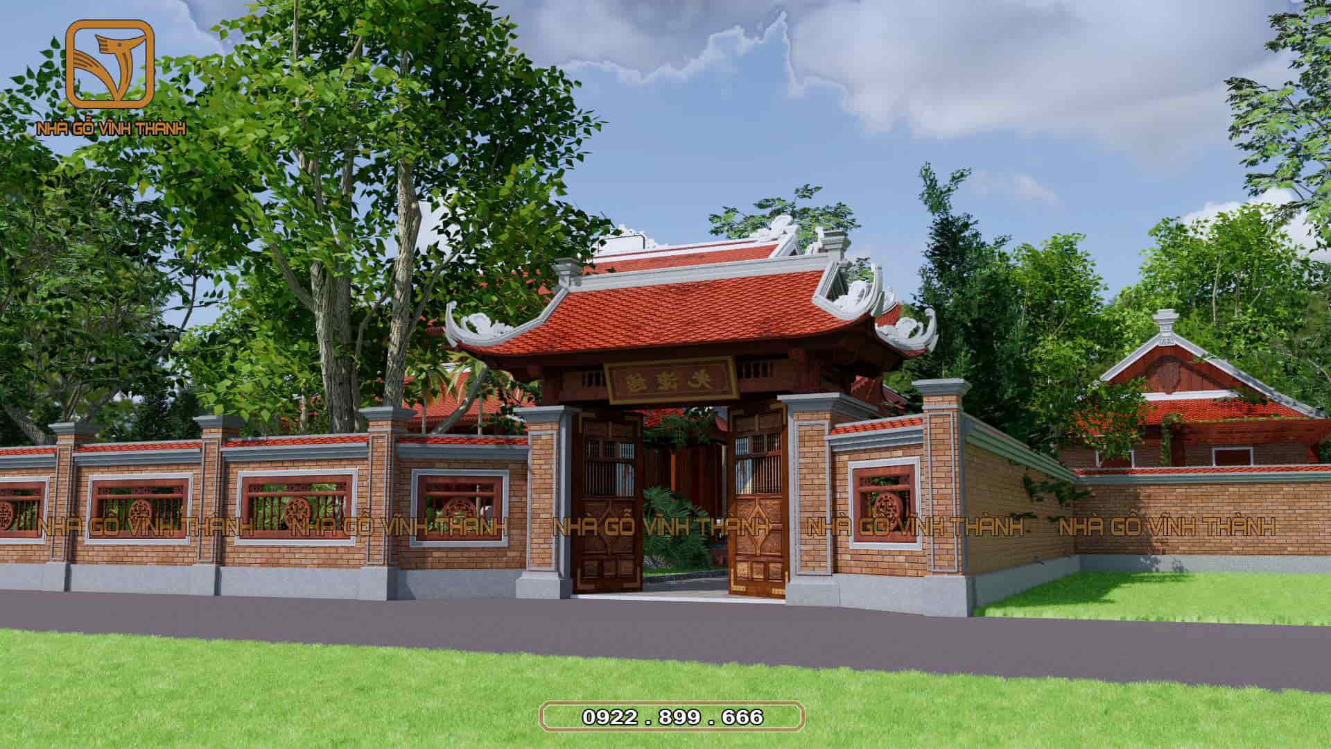 Mẫu cổng gỗ mái đao